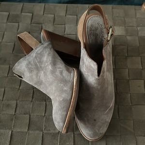 Kork ease grey leather sling back Janelle block heel clog mule women’s size 9